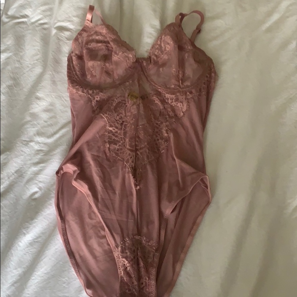 Mauve pink lace bodysuit